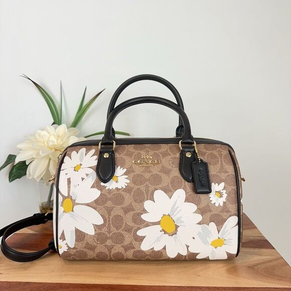 NWT Coach Rowan Satchel Bag In Signature Canvas With Floral Print - Picture 3 of 10